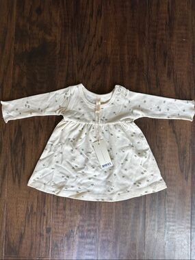 Quincy Mae Cream Dress with Olive Star Print